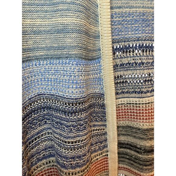 Liverpool Sleeveless Cardigan Sweater w/ Fringe Blue & Multi Color Medium, Large - Picture 9 of 12